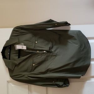 Four NY&C long sleeve work,or play shirts. Olive;mustard;black,& gray. Size S